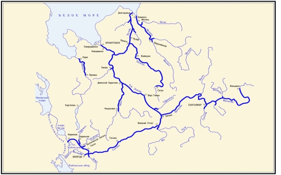 Карта московского бассейна внутренних водных путей