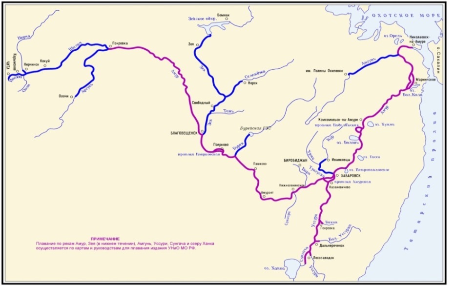 Карта московского бассейна внутренних водных путей
