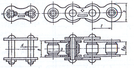 Втулочная цепь чертеж